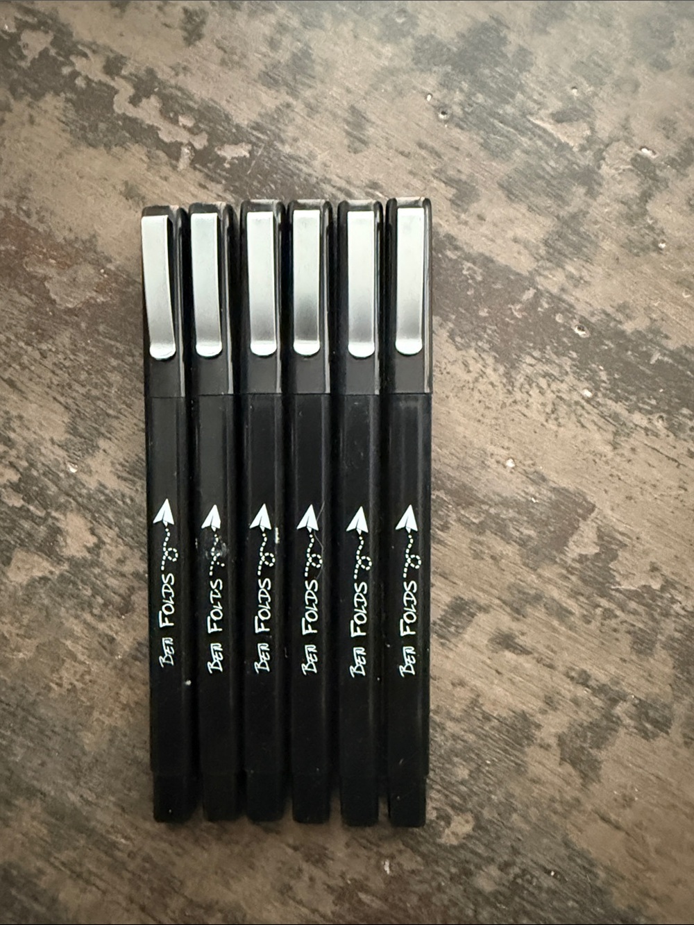 Set of 6 Black Ben Folds 2017 Paper Airplane Request Tour Merch Ballpoint Pens